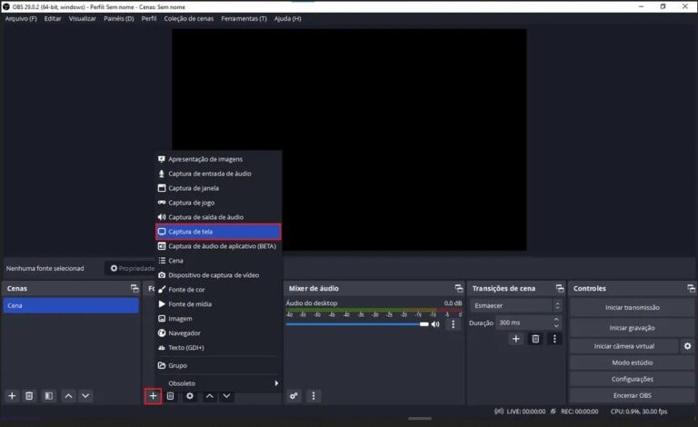 Captura Tela com OBS Studio