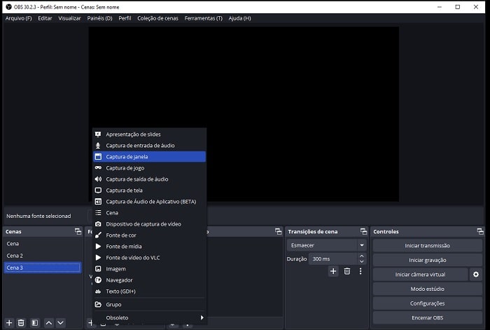 Captura de Janela com Obs Studio